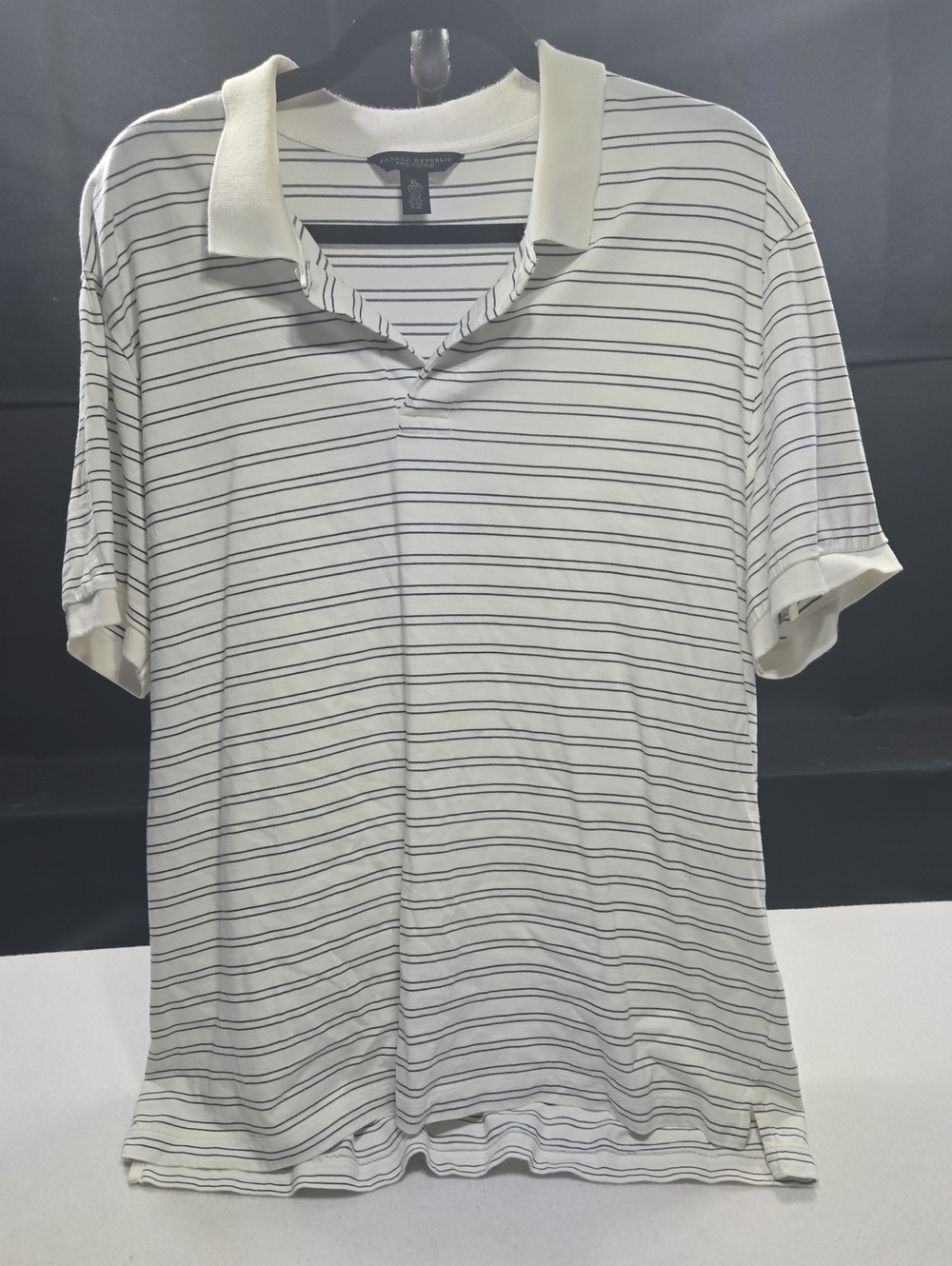 Banana Republic  Pima Cotton Cream Polo with Thin Black Stripes